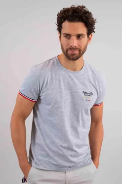 T-shirt manches courtes gris chiné WINGS SLUB