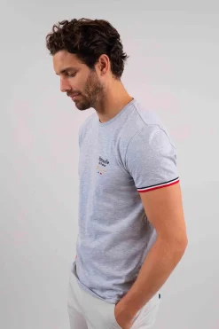 T-shirt manches courtes gris chiné WINGS SLUB