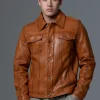 Veste en cuir marron MASTER MUSTANG
