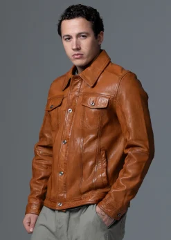 Veste en cuir marron MASTER MUSTANG
