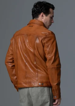 Veste en cuir marron MASTER MUSTANG
