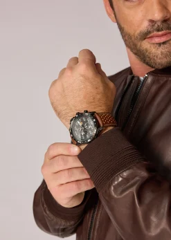 Veste en cuir marron MISSION PREMIUM