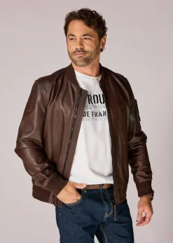 Veste en cuir marron MISSION PREMIUM