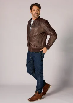 Veste en cuir marron MISSION PREMIUM